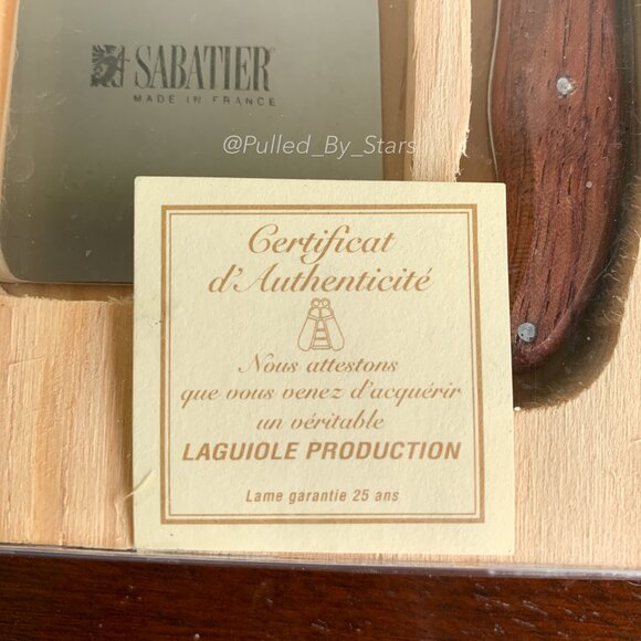 New Vintage Deadstock SABATIER Laguiole 3 Piece Rosewood Cheese Set in Wood Tray - Picture 16 of 16